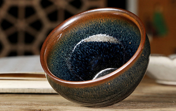 建玺建盏龙窑柴烧青蓝兔毫盏